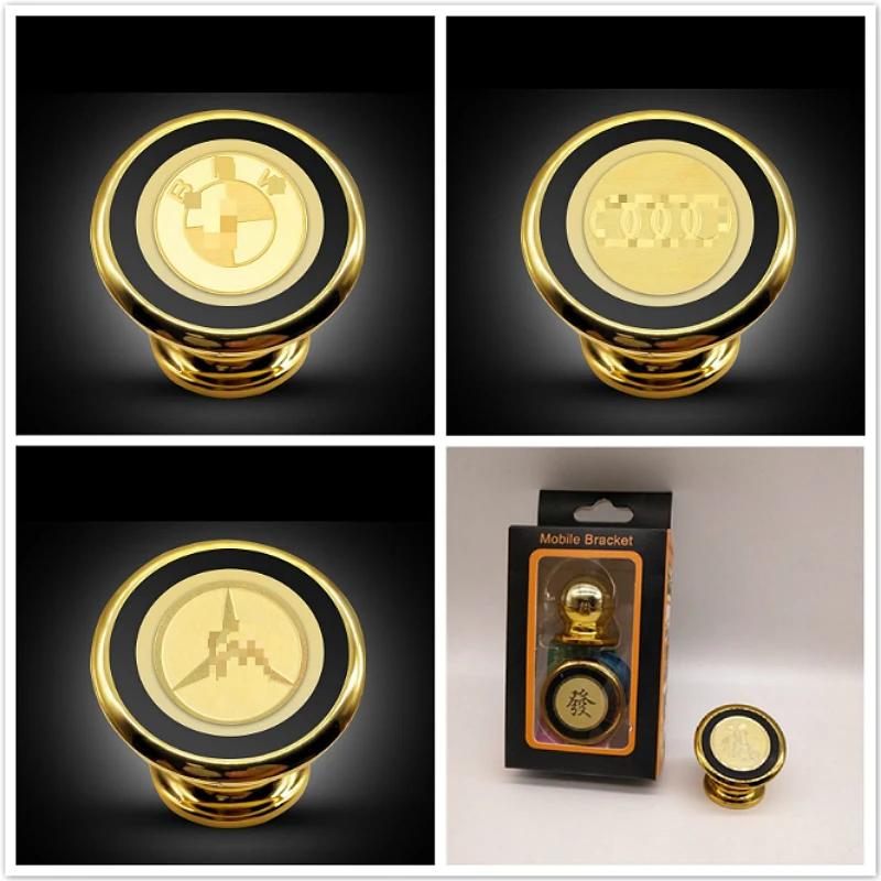 

High-end Car Phone Holder Metal Magnetic Gold Color Car Logo Car Bracket For BMW Audi Mercedes-benz SUV Car Interior Accessories