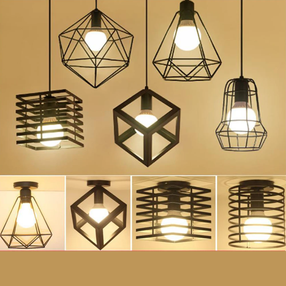 Vintage Ceiling Lamps Chande-lier 110 /220V Retro  Ceiling Light for Corridor Aisle Porch Balcony E27 Home Lights Cage Fixture