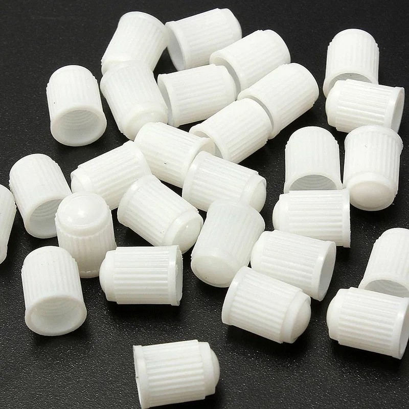 100pcs Plastic Valve Caps Tire Cap Valve Cover for Car Motorcycle White