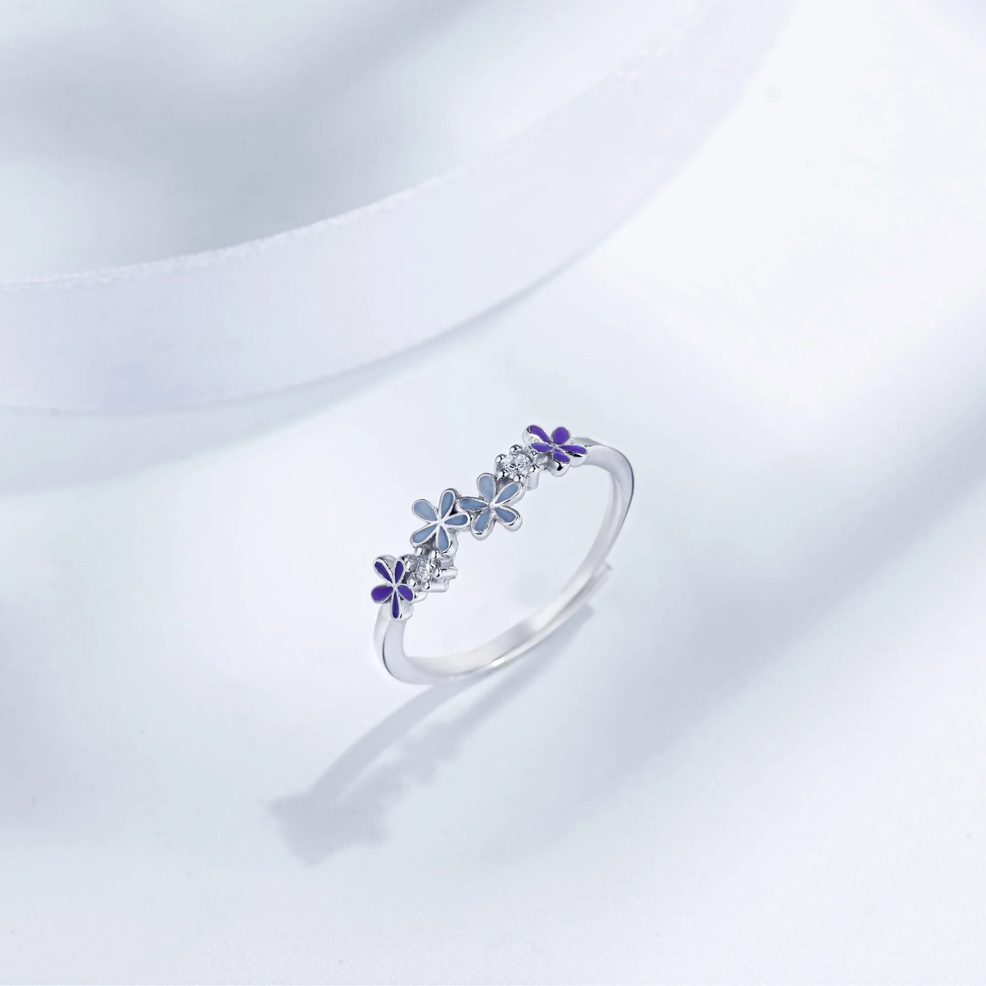 

Lo Paulina New Solid 925 Silver Enamel Flower Rings Adjustable Free Size For Girls Women Mother's Day Love Birthday Gifts