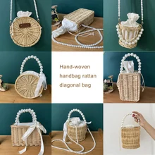 Rattan Diagonal Bag Messenger Handbag Straw Crossbody Natural Chic Lightweight Beach Shoulder Handmade Weave Woven Handbags