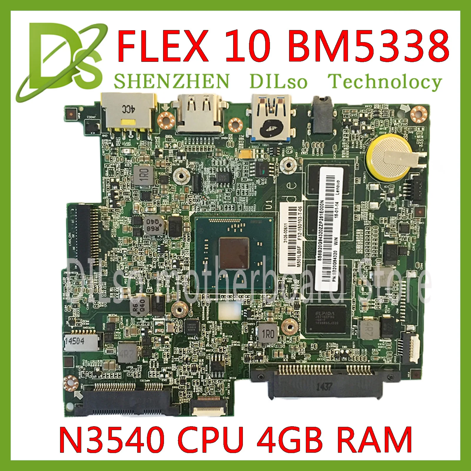 Цена Kefu BM5338 материнская плата для lenovo FLEX10 FLEX 10 Материнская плата ноутбука 5B20G94327 cpu N3540 4G ram test work 100% оригинал