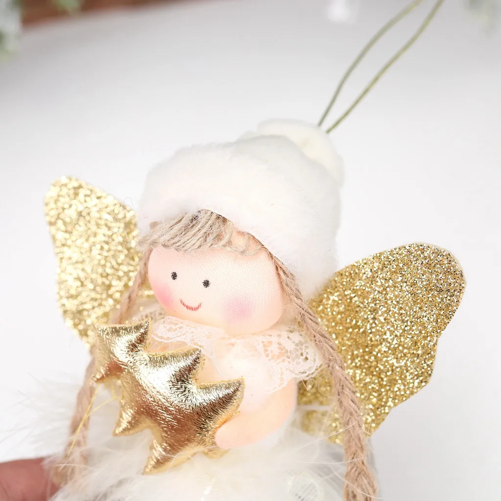 Бусы на елку Висячие куклы ангела орнамент Снежинка Рождественская елка бутик креативная ткань украшение кулон милый Декор