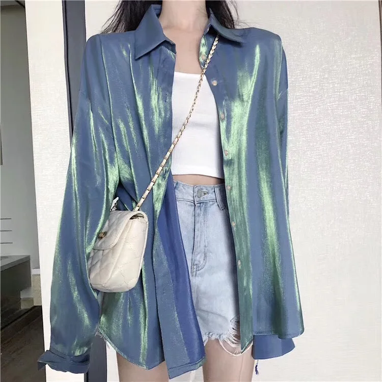 

Plus Size Fish Scale Polarized Oversized Loose Long Sleeve Blouse Womens Shirts Stylish Tops Blusas Mujer Chemise Fall 2019