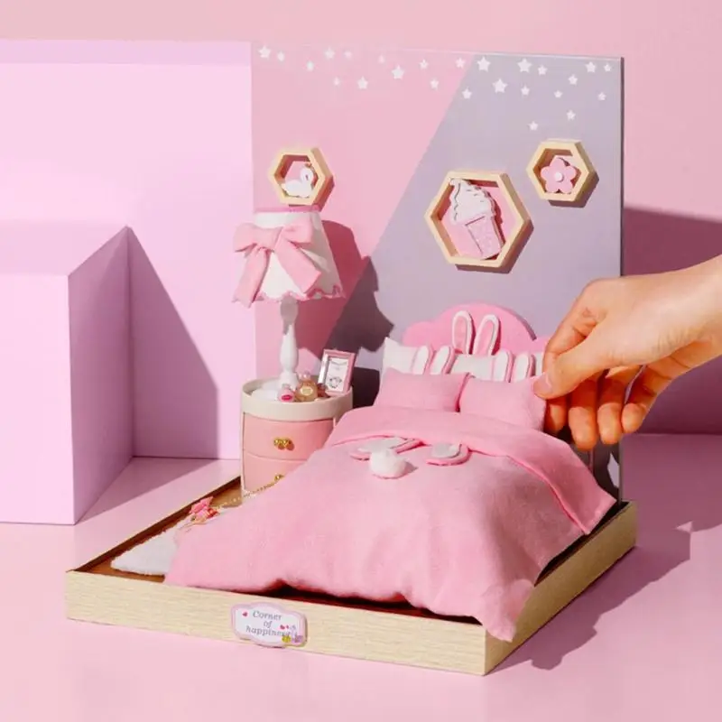Мультяшные деревянные игрушки для кукольного домика DIY миниатюрный набор мебели для улучшения работы игрушки умения для детей подарок на день рождения и Рождество