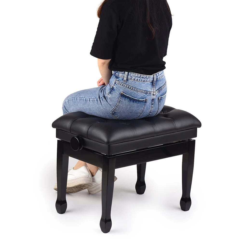 

Deluxe Wooden Piano Bench Stool Single Comfortable Soft Cushion Padded Adjustable Height for profession performances New arrival