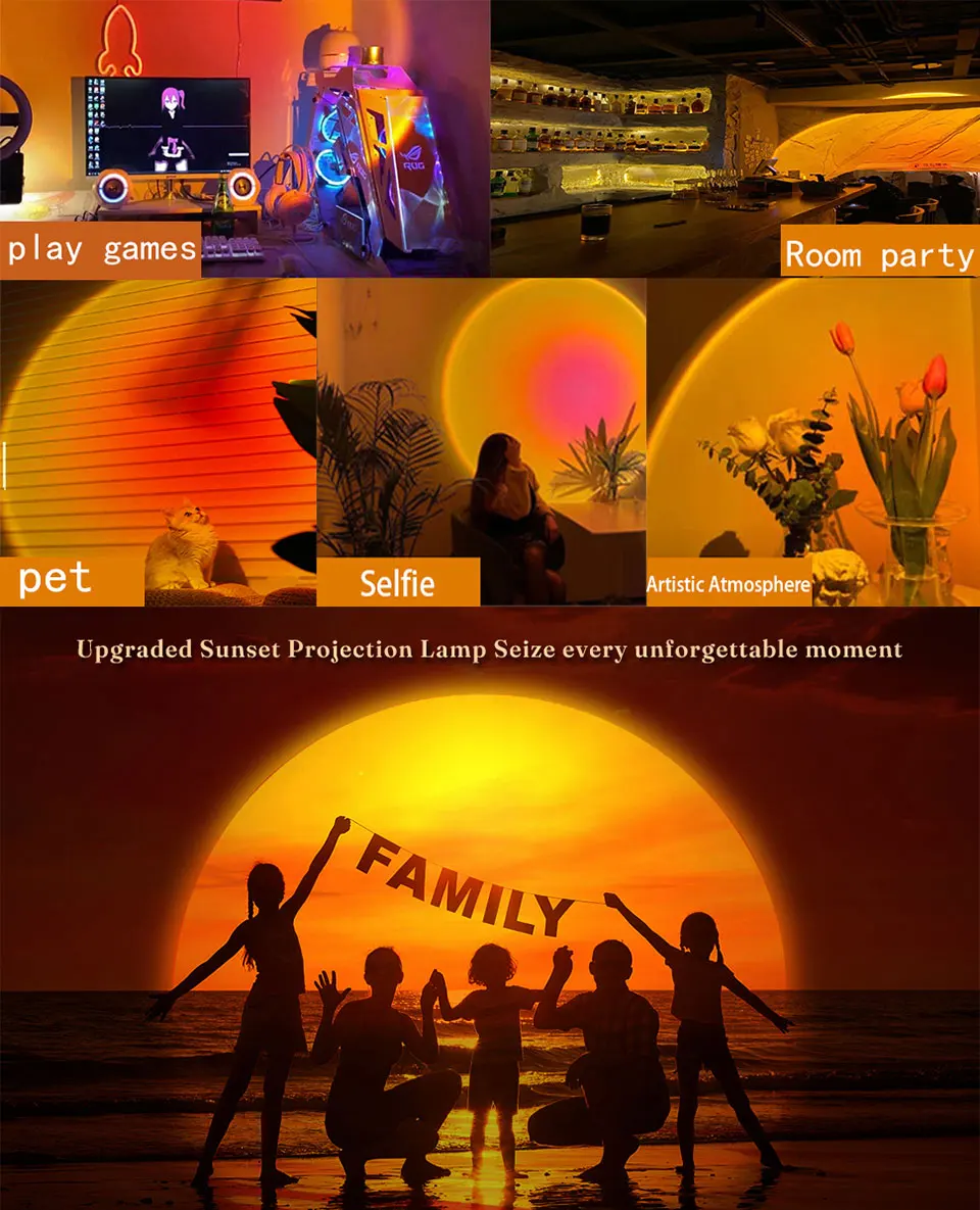 Smart Bluetooth Sunset Projection Lamp Sunset Projector Night Light APP Remote Led Lights for Room Decoration Photography Gifts night lamp