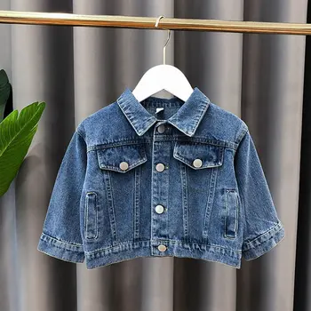 

Fashion 2020 Outfits Girls Kids Jeans Coat Jackets Children Baby Infants Washed Denim Cartoon Outwear Coat Casacos Tops WT1139