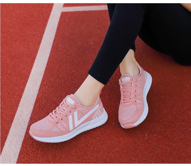QJ 916-2019 Autumn Mesh Women Sneakers Woman Sport Running Flat Shoes-14