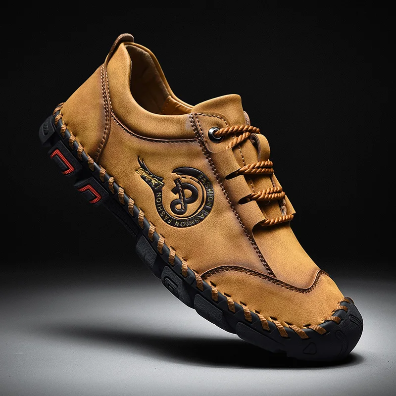 

Fashion Vintage Handmade Shoes High Quality Comfortable Trend Men Leather Casual Shoes Outdoor Non-slip Soft Bottom Men's Shoes