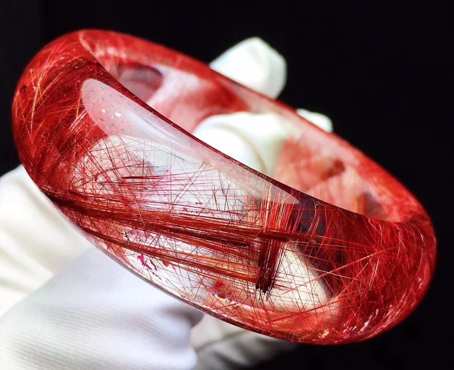 

Natural Red Rutilated Quartz Woman Bangle Lady From Brazil Gemstone Love Crystal Bangle Inner Diameter 56mm AAAAA Certificate