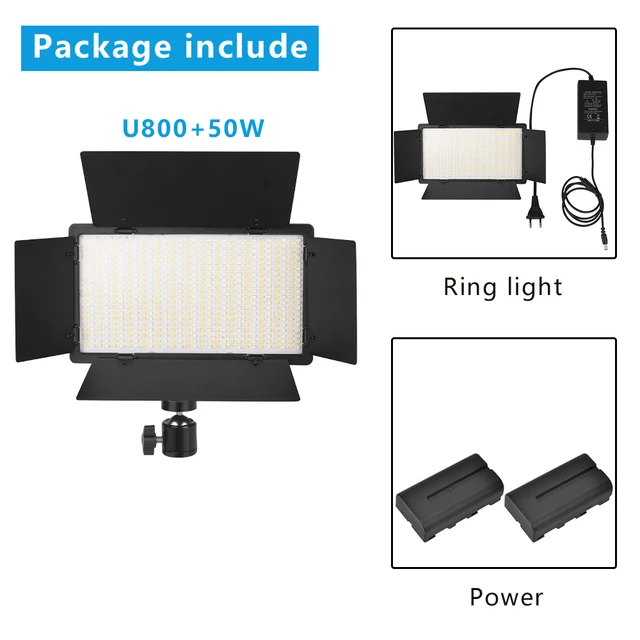 U800 LED Photo Studio Light for Tiktok Youbute Game Live Video Lighting 40W/50W Portable Video Recording Photography Panel Lamp NA-U800-LB