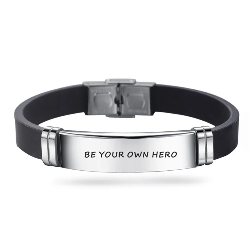 "Be Your Own Hero" "never Give Up" мотивационные силиконовые браслеты Резиновая лента вдохновляющие браслеты-подарки