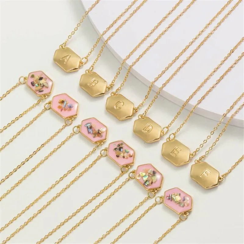 

Alphabet 26 Initial Letter Necklace with Gold/Silver Color Natural Shell Bohemian Pendant Necklace for Women Gift Jewelry