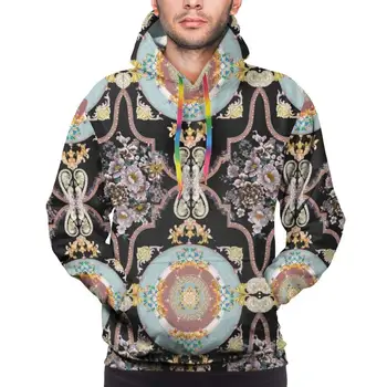 

Customize Print Men Hoodies Sweatshirts Pullovers Tops Outerwear European Floral Pattern Print Hoodie Hoody Boy Sudaderas Hombre