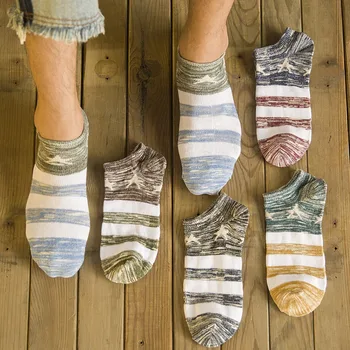

5 Pair Spring Summer Boat Socks Short Cotton Male Ankle Socks Low Cut Shoe Liner Mens Socks Invisible Slippers Non-Slip