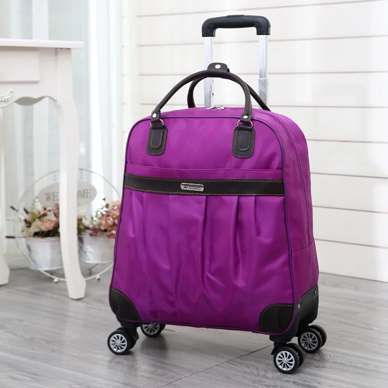 Модный портативный чемодан на колесиках для женщин и мужчин, большая Вместительная дорожная сумка с колесиками, водонепроницаемая сумка для багажа, дорожная сумка - Цвет: Purple