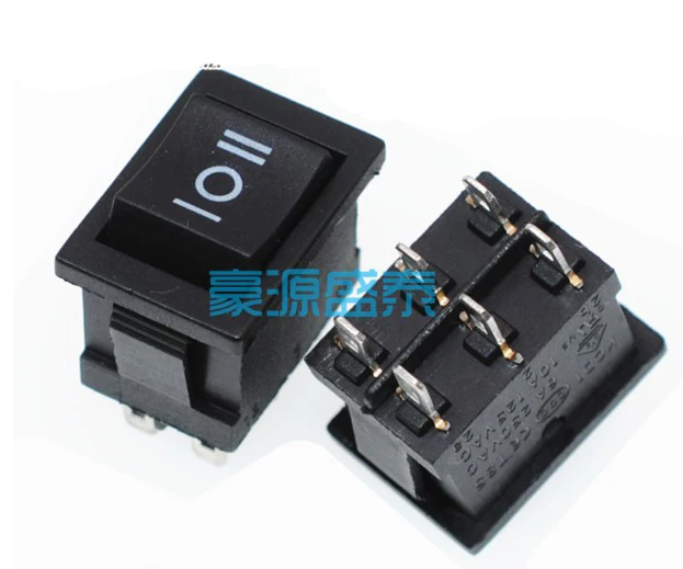 

20PCS/Lot KCD1 6P 6Pin 3-Position Rocker Switch 21*15mm Black 6A/250V