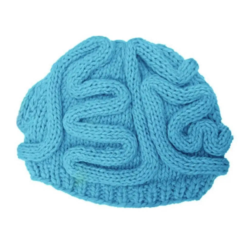 Модная ручная вязка, индивидуальная шапка мозги для детей и взрослых, вязаная крючком шапочка, крутая Кепка Cerebrum - Цвет: Blue