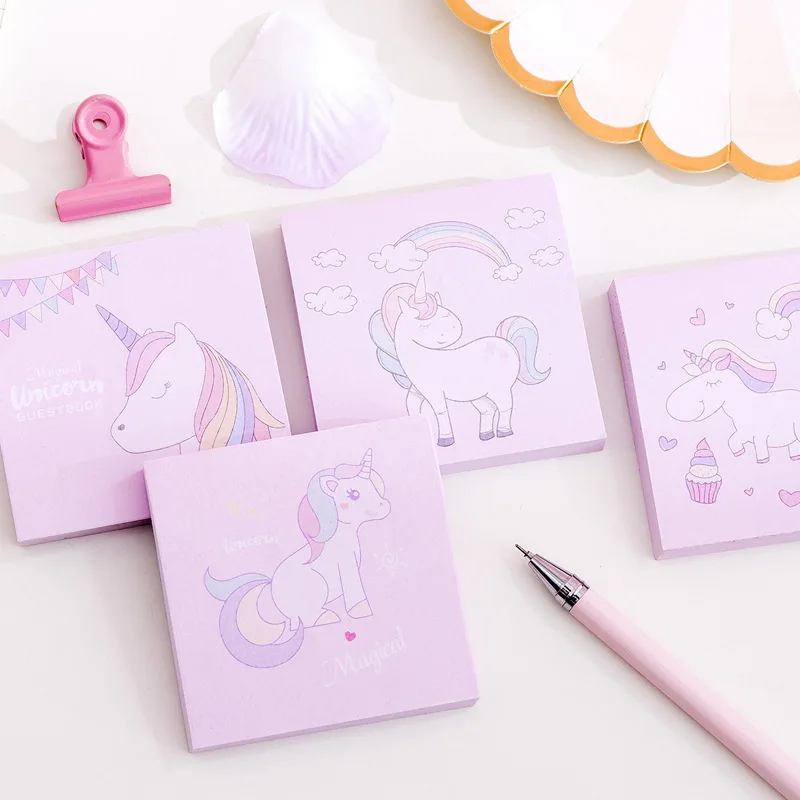 80 листов Kawaii Единорог Блокнот липкий студент Портативный записная книжка офиса