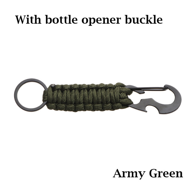 Rope Keychain Outdoor Camping Survival Kit Military Paracord Cord Rope Emergency Knot Bottle Opener Key Ring Carabiner Tool