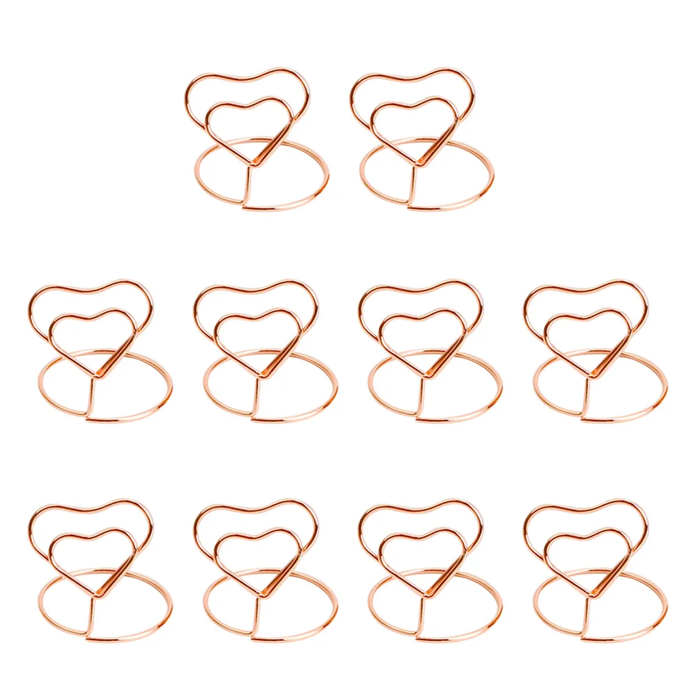 10 шт. В форме сердца место Памятка держатель карты Прекрасный провод номер стола держатели с основанием для свадебного банкета, вечеринки украшения - Цвет: Rose Gold