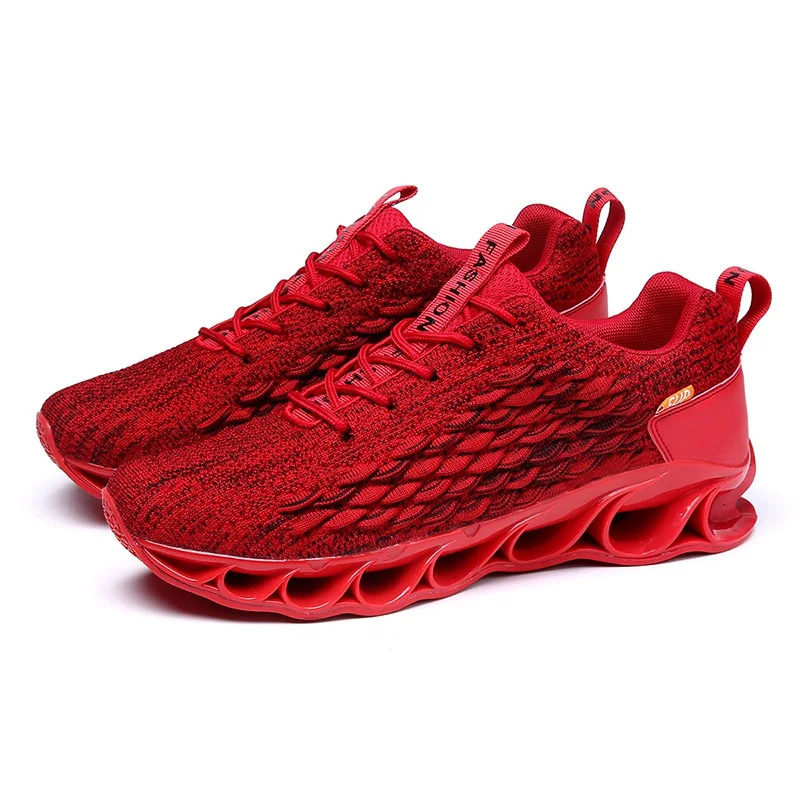Кроссовки с лезвием; спортивная обувь; Мужская Спортивная обувь для бега; Высококачественная дышащая Спортивная обувь на шнуровке - Цвет: Красный