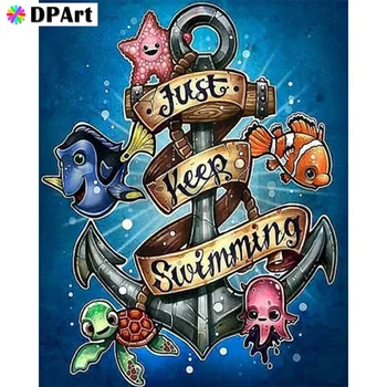 

Diamond Painting 5D Full Square/Round Drill Just Keep Swimming Sea World Anchor Daimond Embroidery Painting Cross Stitch M1208