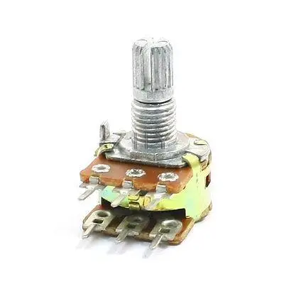 

Type B 1K ohm 6 Terminals Dual Linear Variable Rotary Potentiometer