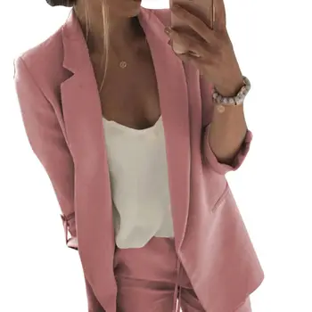 

Fashion fitted blazers for women 2019 new autumn suit long sleeve Solid color v-neck work office business blazers coat