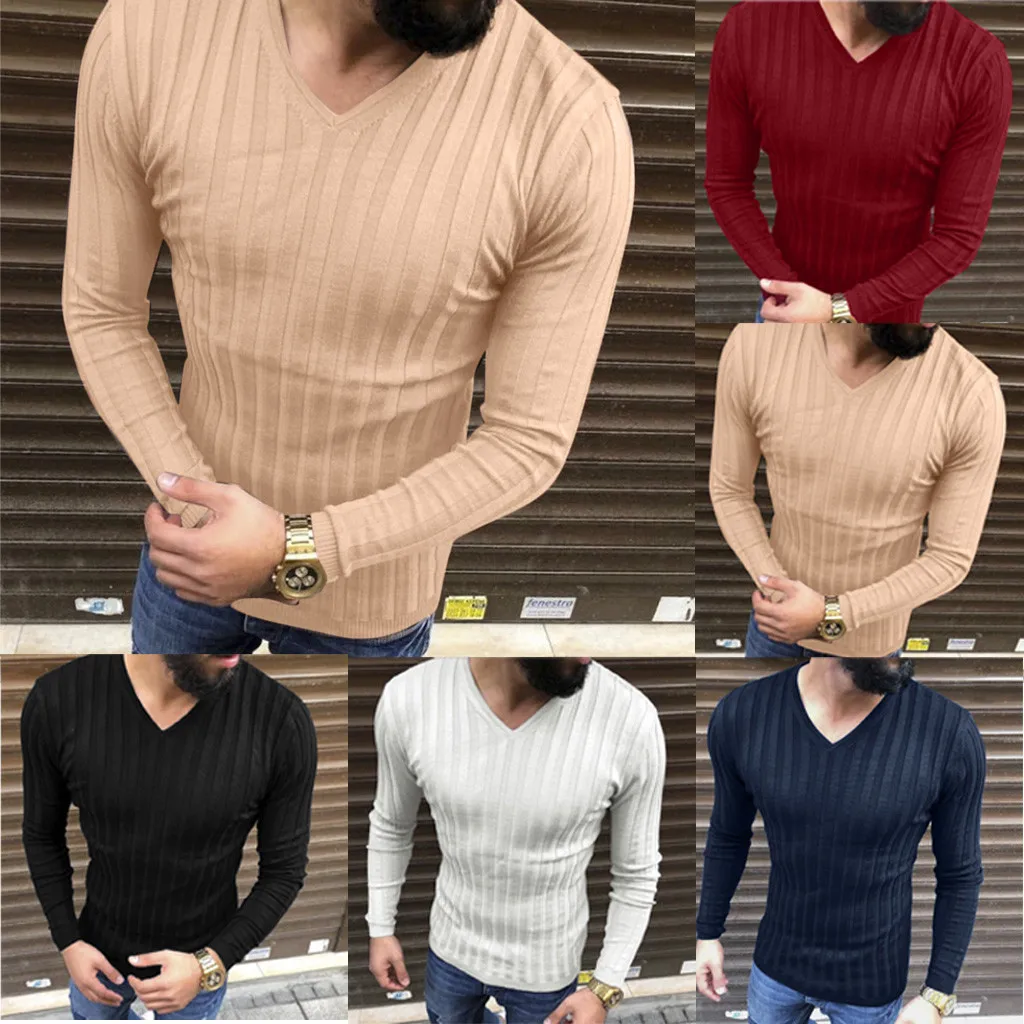 

Autumn New Men's Fashion V-Neck Trend Casual And Comfortable Slim Stitching Pocket Sweater Wholesale Free Ship Z4