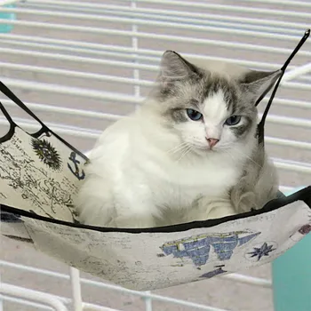 

Pet Supplies New Linen Cat Hammock Soft Comfortable Elastic Breathable Pet Bed Cat Trampoline Hammock Bed for Cats Dogs House
