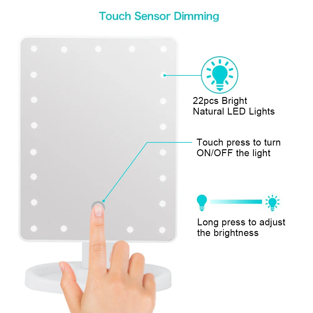 Зеркало для макияжа с 16/22 светодиодный косметический сенсорный экран диммер 1X10X увеличительное гибкое зеркало регулируемое
