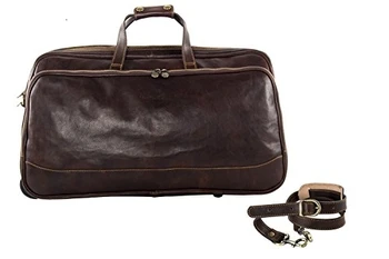 

Borsa PIERRE CARDIN marrone in vera pelle borsone da viaggio con trolley VM1
