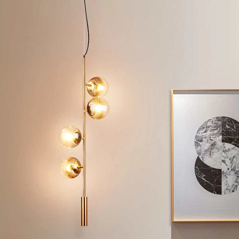 Modern Chandelier Brass Glass Ball Lighting For Living Room Dining Art Decoration Restaurant Black Hanging Lamp Home Lustre
