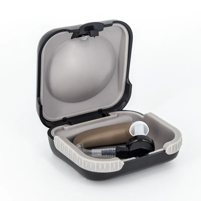 Превосходное качество портативный чехол для слухового аппарата черный цвет BTE чехол для хранения держатель