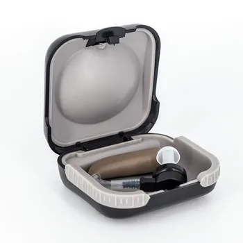 

Superior quality Portable Hearing Aid Case Black Color BTE Storage Case Holder