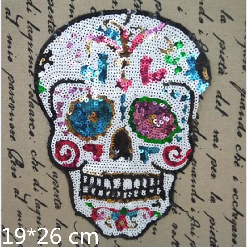 

Fashion Joker Colorful Skull Beaded Embroidery High-grade Cloth Patch Ding Sequin Applique Clothing Accessories Lace Zhang Zi