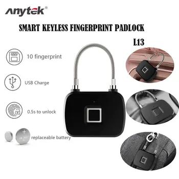 

Replaceable Battery L13 Portable Smart Anti-Theft Keyless Fingerprint Lock Waterproof Padlock For Door Box Luggage Backpack