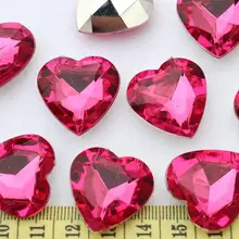 200 шт. 3D Грановитая Акриловые Сердца Bling Стразы/Gems ярко-розовый 25 мм вы выбираете цвет