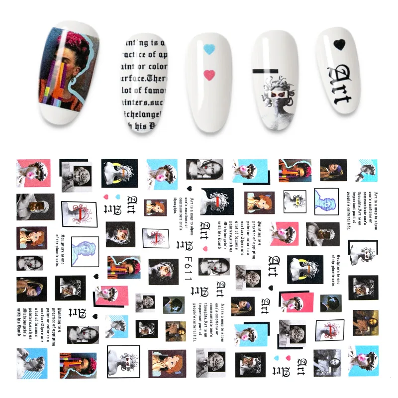 The New 3D Nail Sticker Cool English Letter stickers for nail Foil Love Heart Design Fashion Manicure Stickers