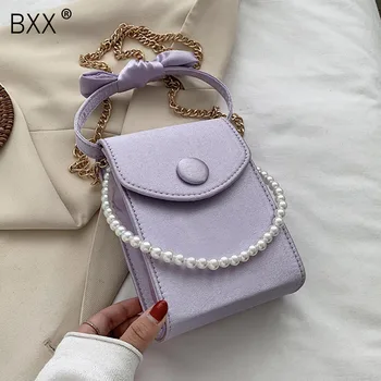 

[BXX] Pearl Design Mini PU Leather Bags For Women 2020 Elegant Crossbody Shoulder Handbags Female Travel Cross Body Bag HN297