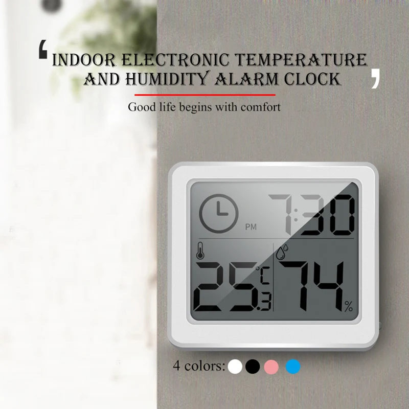 

1PCS Thermometer Hygrometer Ultra-thin Multifunction Automatic Electronic Temperature Humidity Monitor Clock Large LCD Screen