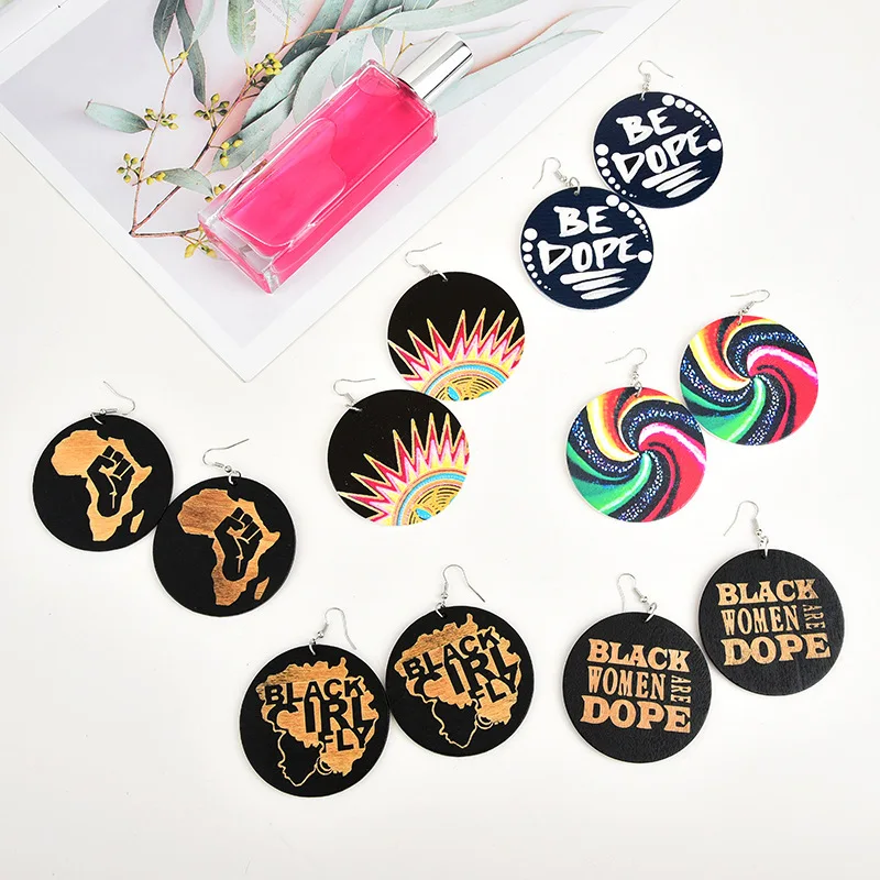 

Chaoren Earrings African style simple retro round wooden earrings wholesale