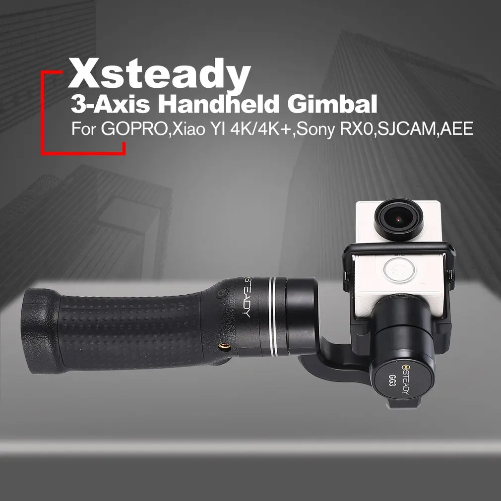 Xsteady селфи смартфона Бесщеточный Стабилизатор GG3 Карманный 3-осевой карданный вал, подходит для GOPRO, для спортивной камеры Xiao YI 4 K/4 K+, sony RX0 SJCAM AEE