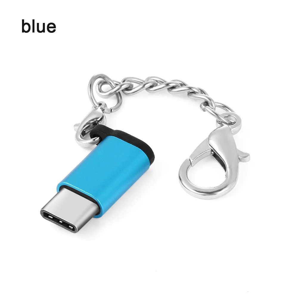 1 шт. type C OTG адаптер Micro USB Женский USB-C Мужской USB 3,1 конвертер адаптер для Android huawei шнур для связки ключей аксессуары для телефонов - Цвет: Blue