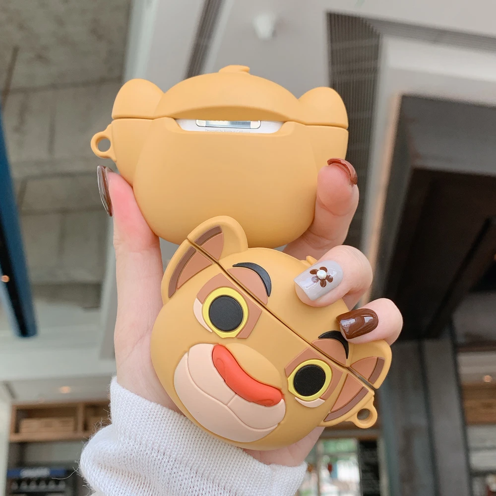 Силиконовый чехол для наушников Airpods, чехол для 3D мультфильма Simba, защитный чехол для Apple Air Pods для Earpods, чехол