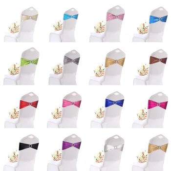 

Romantic Chairs Sashes Set Gilded Flower Elastic Fabric Strap Sash Rustic Adjustable Bow Ruban Chaise Mariage Multi-color