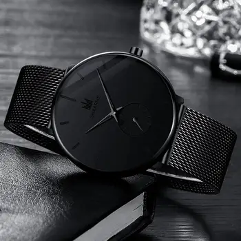 

SHAARMS Simple Men Watch Black Stainless Steel Band Quartz Wristwatch Male Fashion Business Watches Relogio Masculino