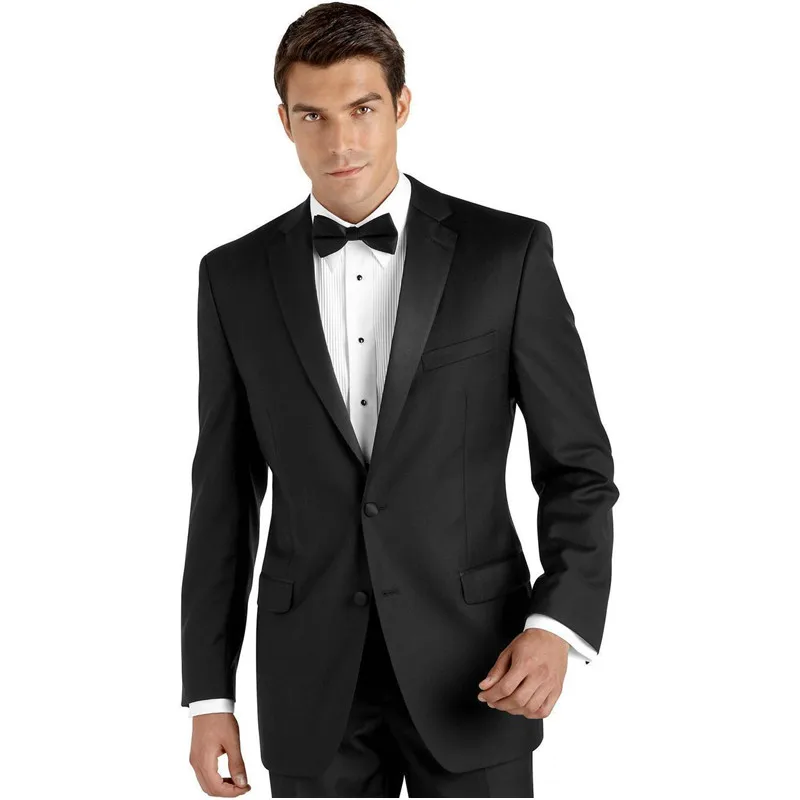 

New Arrival Men Tuxedos Black Wedding Suits For Men Two Buttons Men Suits Slim Fit Notched Lapel Grooms Wedding Suit